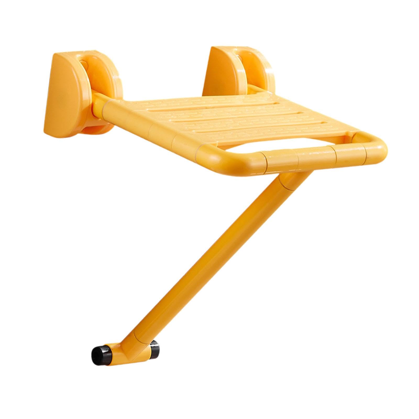 B Baosity Asiento de Ducha Plegable Reforzado con Base Estable Antideslizante Silla de Baño Montada en La Pared Taburete Plegable para Ducha Banco Ahorrador de, Amarillo