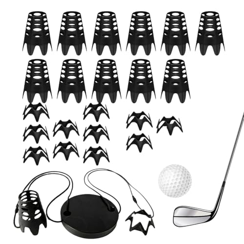 Tees de golf para simulador – Kit de gadgets negros reutilizables para entrenamiento estable – Tee para alfombrilla de golf doméstico | Niños y adultos Casa Campo Jardín Exterior Interior
