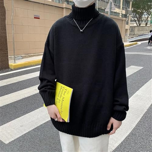 Men Loose Knitted Pullover Streetwear Mens Oversized Sweater Turtleneck Sweaters2
