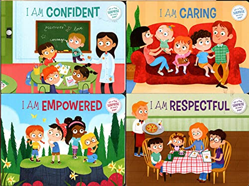 Image of I am Confident, I am Caring, I am Empowered, I am Respectful, lift a flap Surprise on every page - Children's Board Book (Set of 4 Books)