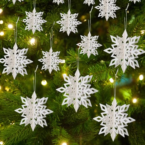 Riisoyu 18 Stück Schneeflocke Weihnachtsbaumschmuck Set, 3D Hängende...