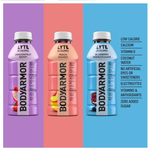 Image of BODYARMOR LYTE Peach Mango /Dragonfrt Bry /Bluebry Pom Variety, 16 Oz (36 Pk)