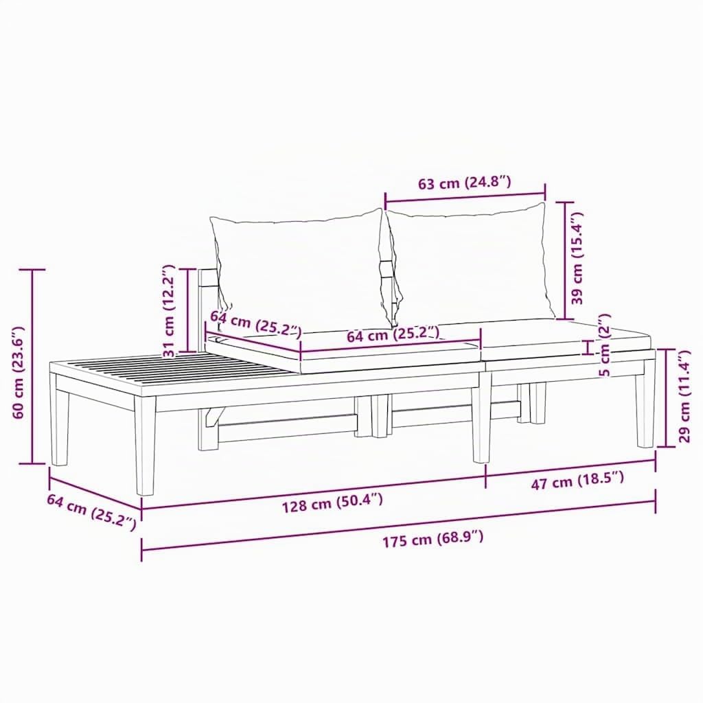 vidaXL Salon de Jardin 2 pcs avec Coussins Gris foncé Bois d'acacia