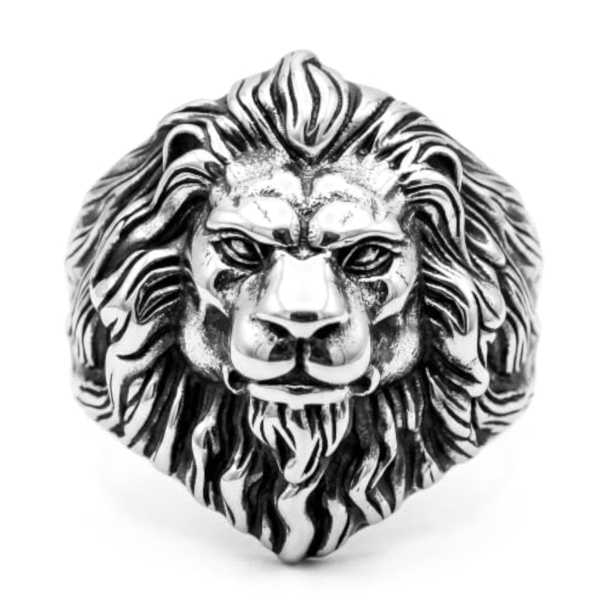 Men's Adjustable Silver Statement Ring, Gothic Style