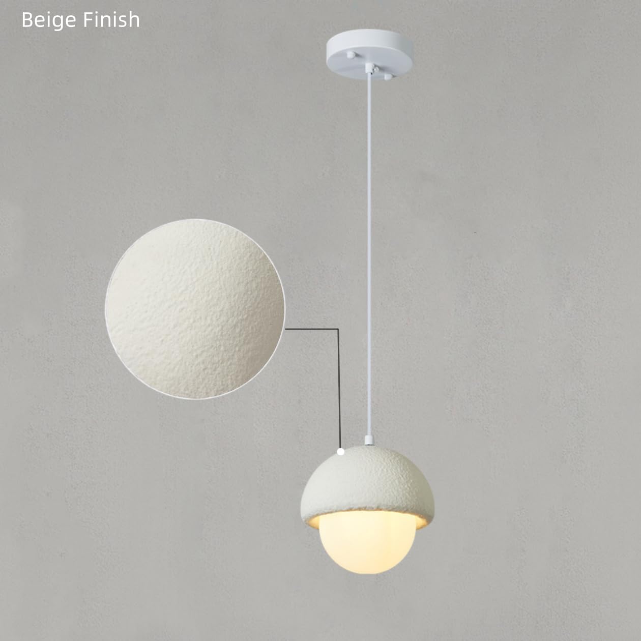 Wabi Sabi Pendant Light Modern Dome Shaped Kitchen Mini Concrete Pendant Lights Beige White Hanging Lamp Over Sink Scandinavian Lighting Fixture with Acrylic Shade