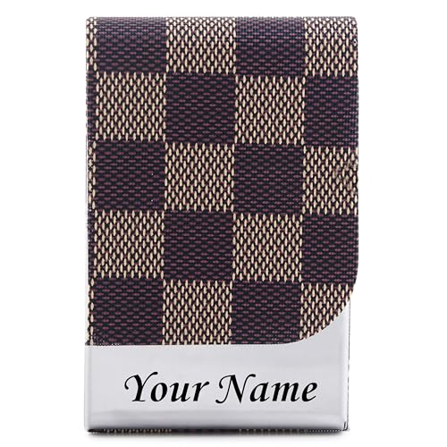 Image of Celebr8 Personalized Credit Card Holder for Men & Women | Name Engraved PU Leather & Metal RFID Card Wallet | Slim Credit, Debit, ATM, Business & Visiting Card Case | Gift for Dad, Husband, Boyfriend