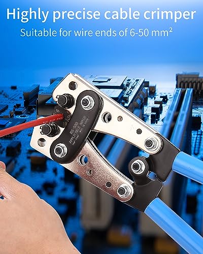 Crimpzange Kabelschuhe jutyum Presszange Crimpzange Kabelschuh Set Batteriekabelschuh Crimpzange AWG 10-0, 6/10/16/25/35/50 mm² Geeignet Kabelschuh Zange Satz für die Automobilelektronik