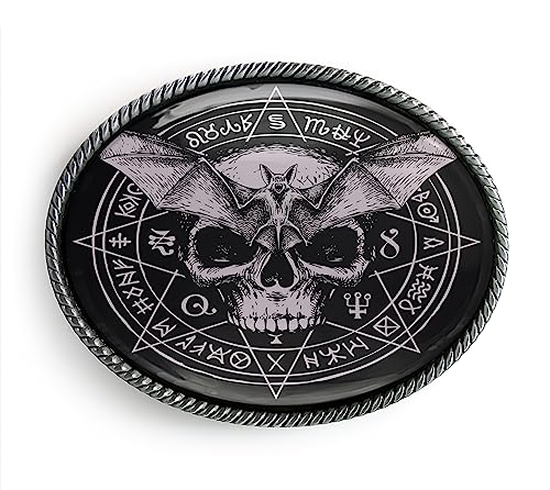 Occult Witchcraft Belt Buckle - Gothic Bat Skull Handmade Artisan Buckle