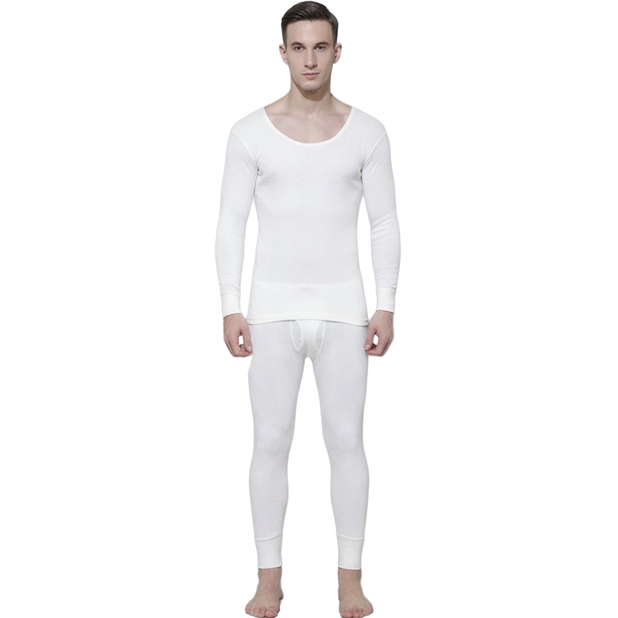 Men's Parka Round Neck and Trouser Thermal Set White-image-39