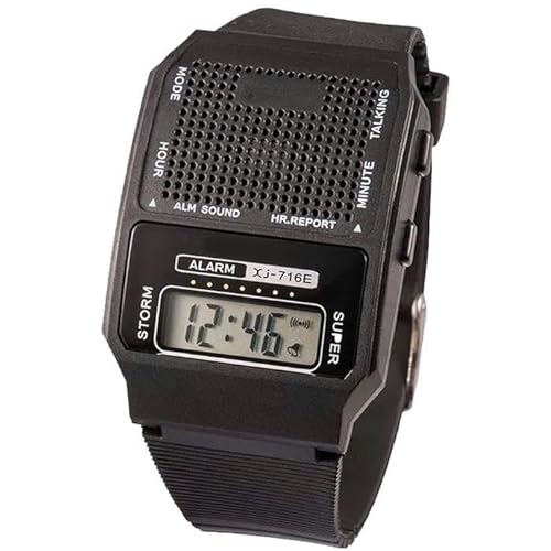 Imagen de Reloj para personas ciegas, SoniHour, MXPPW-001, 1Pza, Reloj Parlante, Pantalla digital, Idioma: Español, Longitud 24 cm, Ancho 3.6cm, Negro.