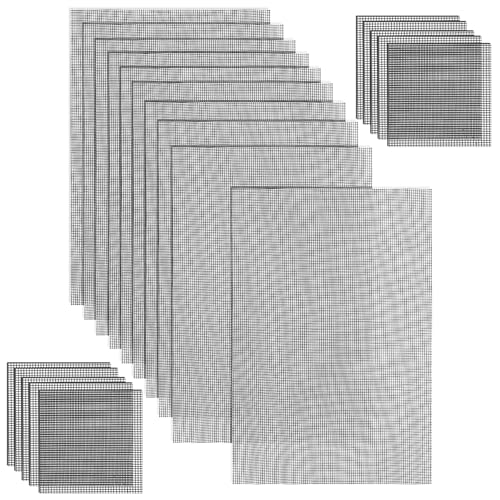 20 Pzs Lona de Malla de Plástico, 30x20cm y 10x10cm Almohadilla de Malla para Orificios para Macetas Polietileno Malla de Plástico para Orificios Pequeños, Evita Que la Tierra se Escape (Negro)