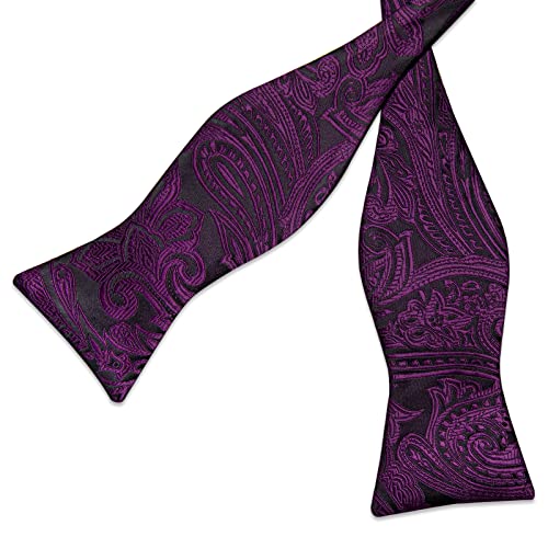 Image of DiBanGu Mens Silk Self Bow Tie Set 4PCS for Tuxedo Wedding