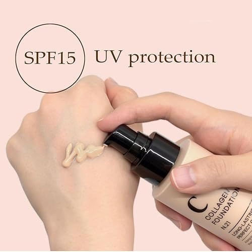 PRETTYSKIN Collagen foundation for women, Long-Lasting Perfect Cover UV protection SPF15, Korean makeup with Titanium Dioxide 100ml/3.38fl.oz. (#23)(#23,3.38 Fl Oz (Pack of 1))