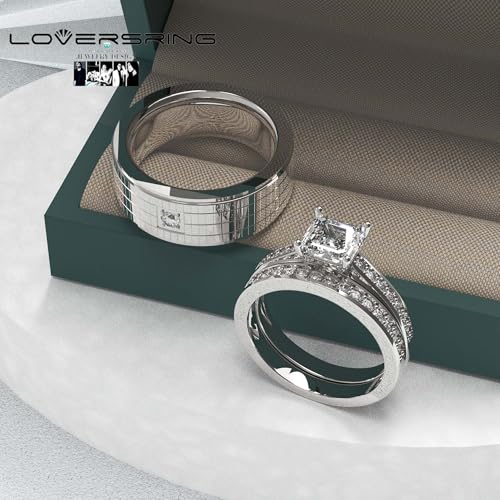 Wedding Ring Sets His And Hers Promise Ring Wedding Ring Sets His And Hers Couples Women 925 Sterling Silver Moissanite Man Titanium Wedding Band2