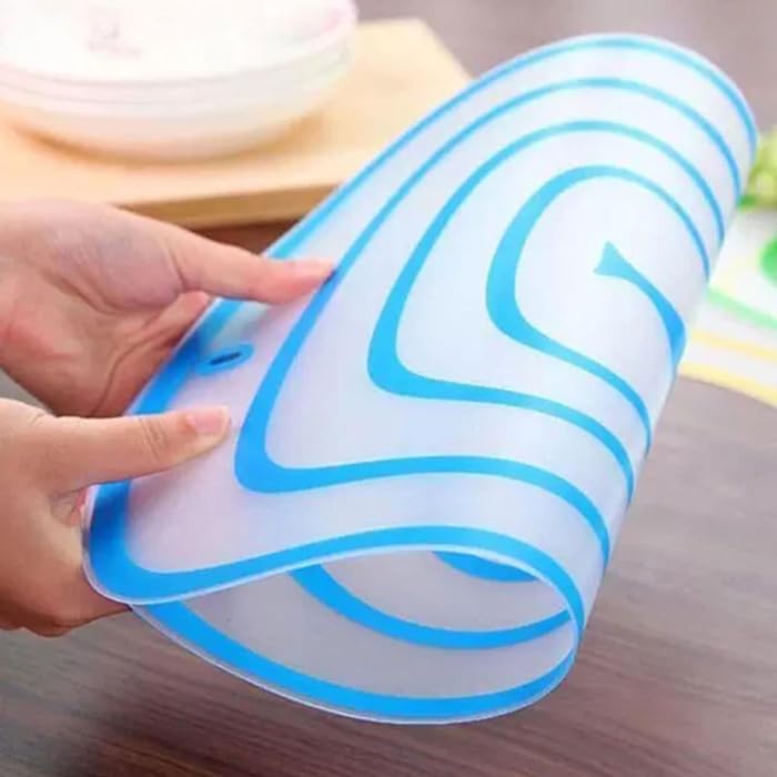 Image of 2Pcs Flexible Non Slip Cutting Mat for Kitchen, Food Grade Plastic Chopping Board Sheet for Fruits, Vegetables & Meat, Reusable Foldable Easy Clean Cutting Pad (Multi Color)