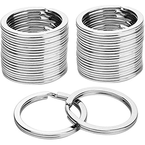 KINGFOREST 200PCS Flat Key Rings 1 Inch, Metal Keychain Rings Split Keyrings Flat Ring for Home Car Office Keys Attachment Cover