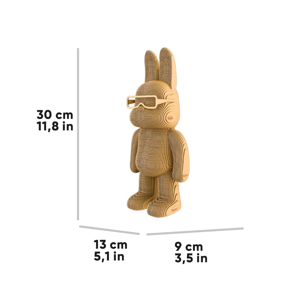 Lapin Arty Bunny Puzzle 3D en Carton – Maquette à Monter | 160 Pièces, 22 × 18 × 14 cm – Kit Sculpture DIY à Peindre, Matériaux Recyclés, Ados & Adultes, Idée Cadeau Déco