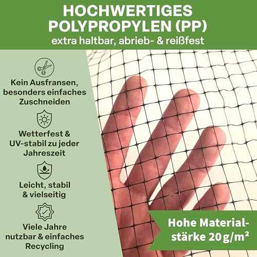TTL GARDEN 3x5m Vogelschutznetz 20g/m² schwarz engmaschig 12x12mm Masche -