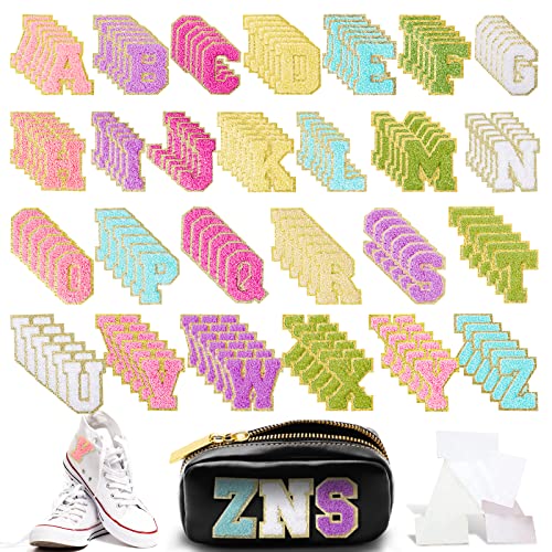 156 Pieces Chenille Letter Patches Self-Adhesive A-Z Stony Clover 6 Set Preppy Varsity Letters for DIY Phone Bags Backpacks Hats (Unicorn)