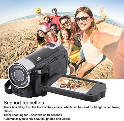 Cameră video Goshyda 4K 48MP, înregistrator DV, ecran rotativ de 2,7 inchi, zoom digital 16X, negru, USB pentru conectare la calculator