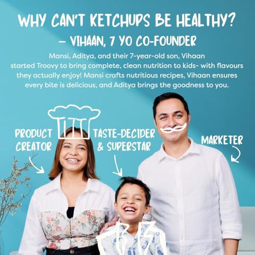 Image of Troovy Healthy Tomato Ketchup | No Onion and No Garlic | No Processed Sugar (uses Jaggery) | 100% Chemical Free | No Preservatives | No MSG | No Sodium Benzoate | All Natural Ingredients | Contains Minerals like Iron | Tastes like Regular Tomato Ketchup | Pack of 2