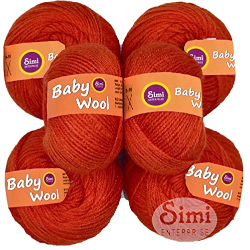 Image of 100% Acrylic Wool Candy Red 6 Pc Baby Wool 4 ply Wool Ball Hand Knitting Wool /Art Craft Soft Fingering Crochet Hook Yarn-Part-GJ