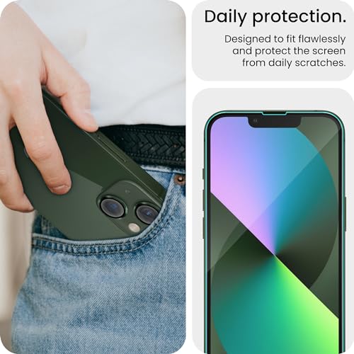 Image of FIRST MART Green Camera Ring Guard Protector for iPhone 14 & iPhone 13 | Tempered Glass with Metal Alloy Rings, HD Clear, Scratch Resistant, Case-Friendly | Pack of 1