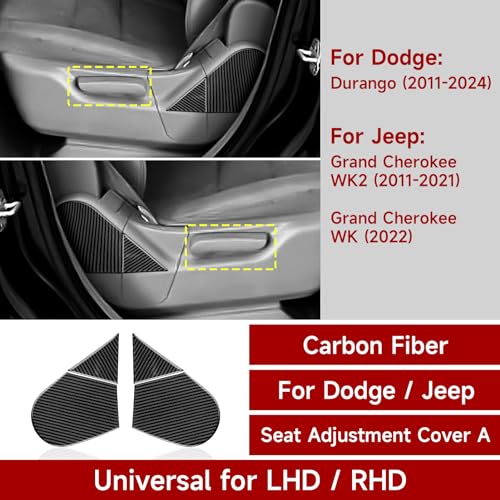 Image of Seat Adjustment Cover Decals for 2011-2024 Dodge Durango / 2011-2021 Jeep Grand Cherokee WK2 / 2022 WK Accessories Carbon Fiber Stickers, A