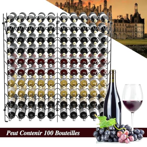Étagère à vin 100 bouteilles en métal robuste pour cave d'exception - 6