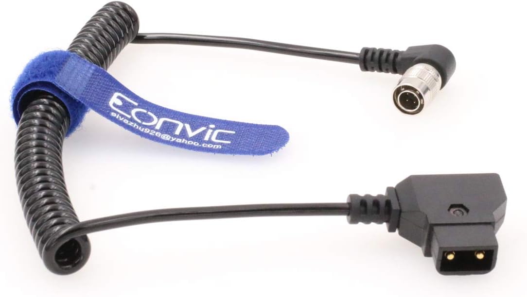 Hirose 4Pin Male to D-Tap for Zoom F8 Sound Devices 633/644/688 (Right Angle 4pin Coiled Cable)