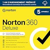 Norton 360 Deluxe 2026 |5 appareils | 1 An d'Abonnement en renouvellement automatique |T�l�chargement