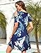 Misyula Cold Shoulder Dress for Women,Summer Casual Dress with Pockets Crew Neck Fashion Tropical Hawaiian Vacation Beach Party Western Home Daily Wear,Mult Leaf,M