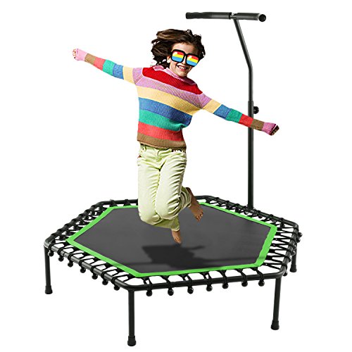 Kemanner Fitness Trampoline with Adjustable Handle,Silent Bounce,50" Mini Rebounder Trampoline for Adult or