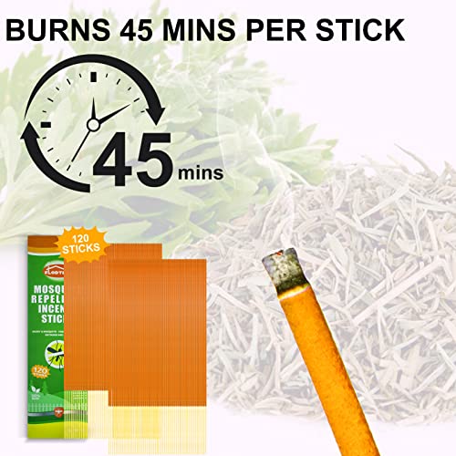 120 Pcs Mosquito Repellent Outdoor Patio, Citronella Incense Sticks For Garden Fishing Camping Yard Lawn, Mosquito Incense Sticks Made With Natural Ingredients & Deet Free Safe For Humans And Pets #TOP1
