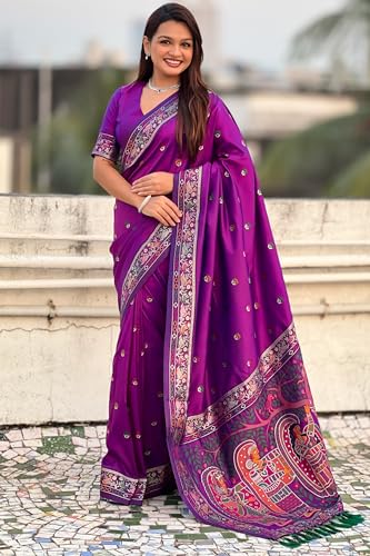 Image of SGF11 Women's Kanjivaram Pure Soft Silk Saree With Unstitched Blouse Piece