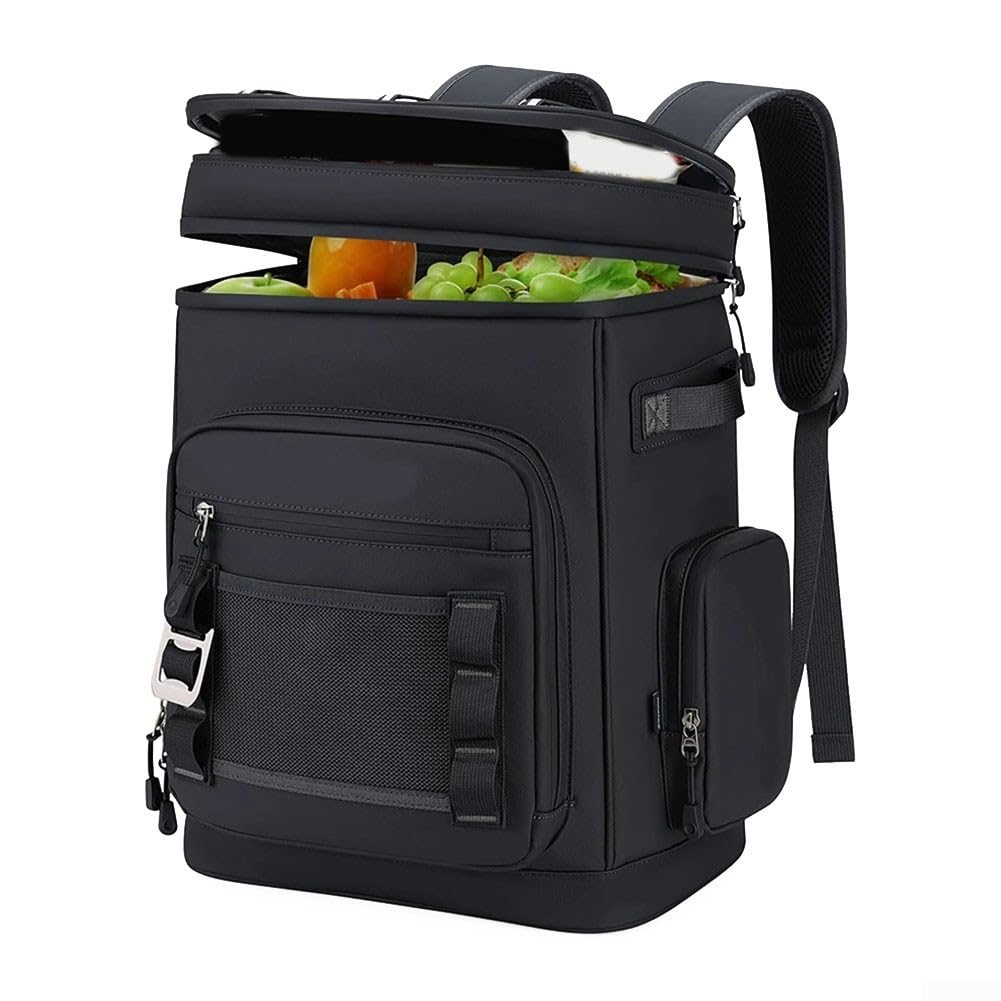 Torba chłodząca o dużej pojemności 30 l na kemping piknik | Mieści 30 puszek 330 ml, rozmiar 31 x 20 x 45 cm, pasuje do napojów rodzinnych, przestronna komora główna, idealna na pikniki