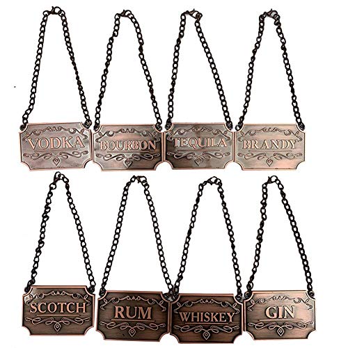 Etichette decanter per liquori vecchio stile, con odore del passato, mistero e attraente, includono vodka, borbon, rum, scotch, tequila, gin, whisky, brandy tag