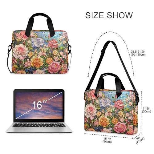Bolsa para portátil con pintura de flores ALAZA 13-15.6 pulg miniatura 4