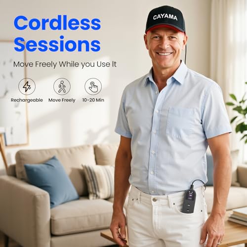 Image of CAYAMA Red Light Hair Growth Cap for Men & Women, 528 Total Light Emitters | Cordless 5000mAh controller with 660nm red and 850nm NIR light, adjustable sessions, full-scalp coverage