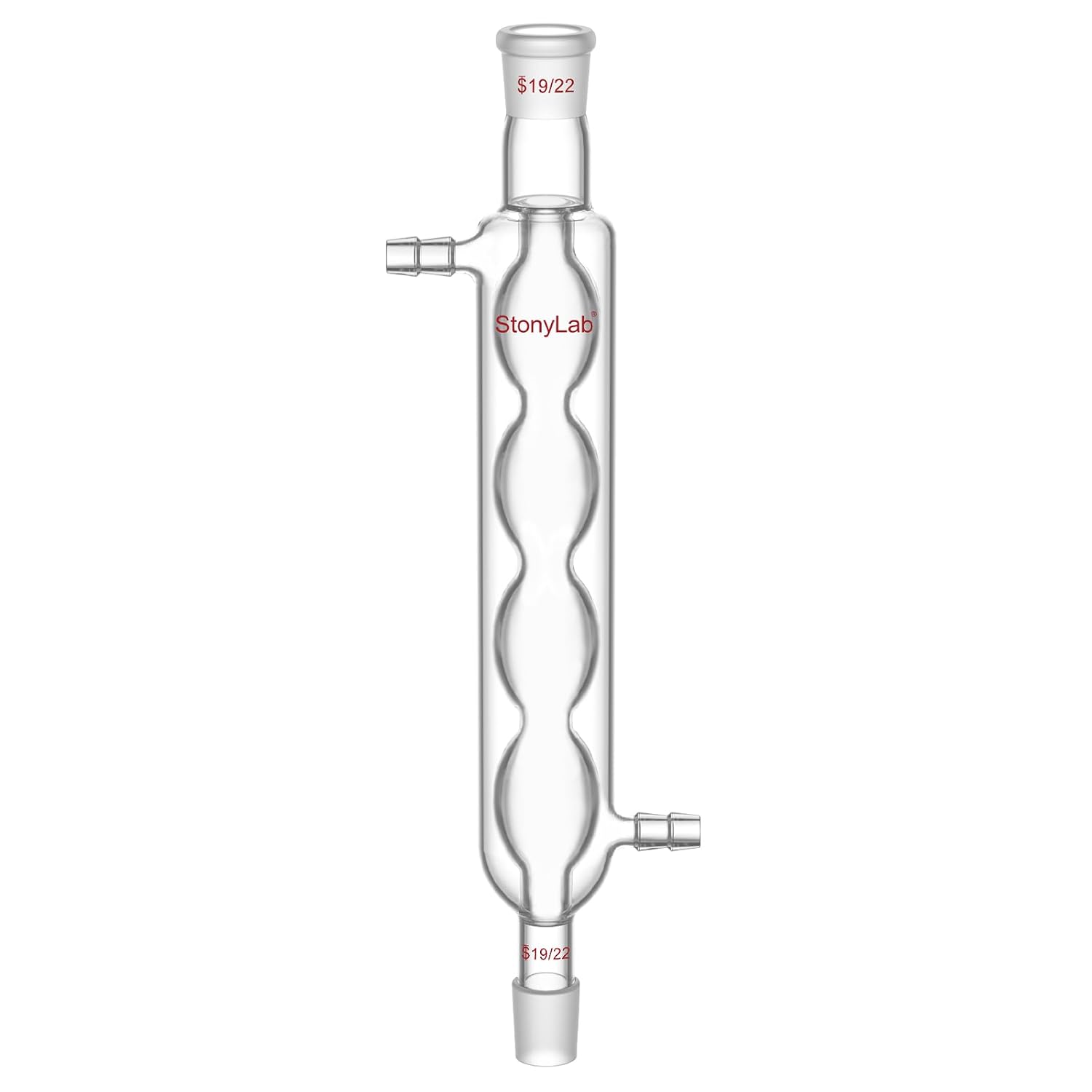 stonylab Allihn Condenser with 19/22 Joints, Borosilicate Glass Lab Condenser for Distillation, Reflux, Chemistry Experiments, 200mm Coil Jacket Length