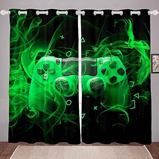 LKCD Cortinas Opacas Video del Gamepad Gamer Lightning 140X160Cm con Diseño 3D, 2 Paneles para Sala De Estar, Dormitorio, Habitación De Los Niños, Cortinas Térmicas Opacas | Ya disponible en tu tienda friki favorita! En mundofriki.es!