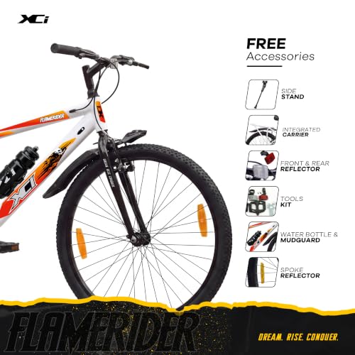 Image of XCi Flamerider 26-Inch Tires Single Speed Rigid Suspension V-Brakes Youth 12+ Years 17-Inch Ultra Light Steel Frame White Red Bicycle