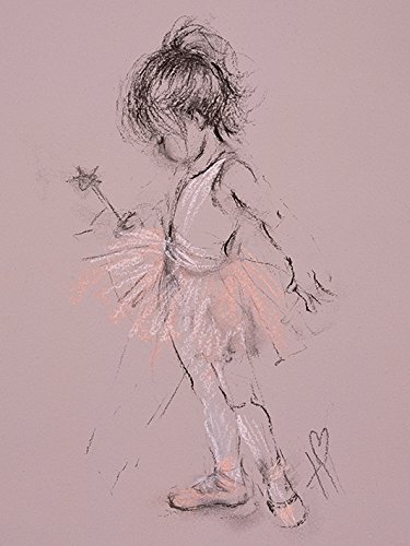 Art Group The Hazel Bowman (Little Ballerina II) Canvas Print, Wood, Multi-Colour, 30 x 40 x 1.3 cm