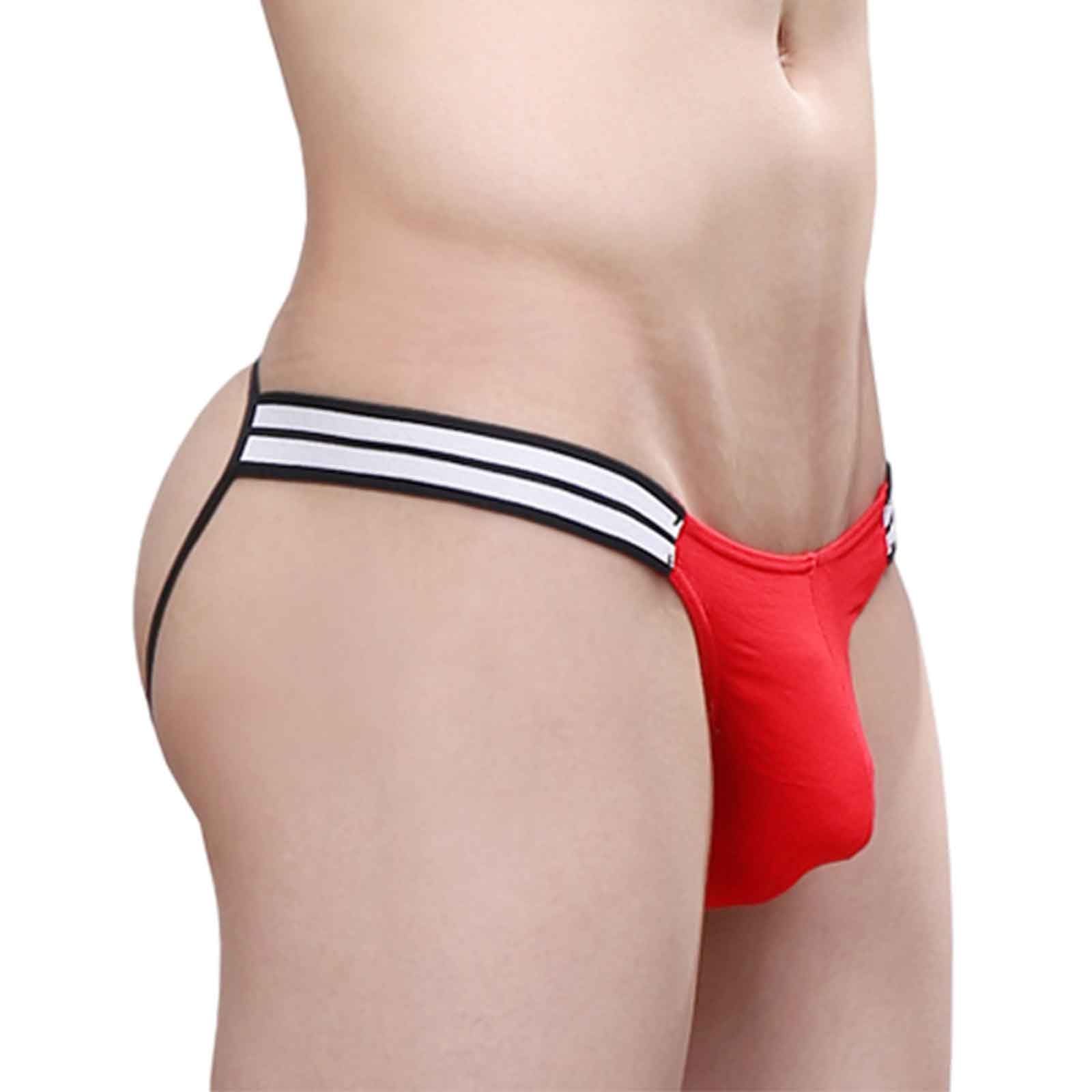 Men's Sexy Pouch G-String Mens Jockstrap Underwear Stretchy Mesh Pouch Performance Athletic Supporters for Men Men's Thong Underwear Sexy Low Rise T-Back Under Panties Red