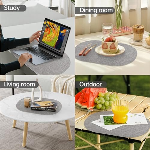 Sets de table ovales similicuir imperméables lavables résistant chaleur - 8