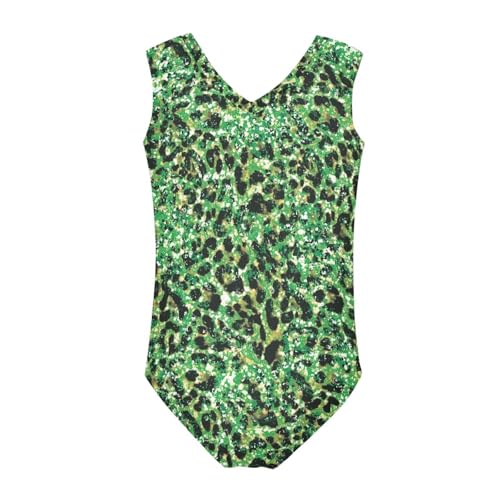 Girl's One-Piece Bathing Suit Sleeveless Swimwear V Neck Gymnastics Dancing Leotards 3-14Y2