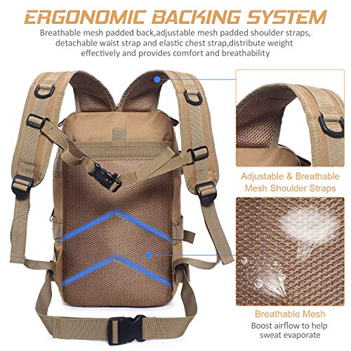 Domary Mochila 28L Outdoor Sport Molle para Camping, Caminhada Trekking Montanhismo