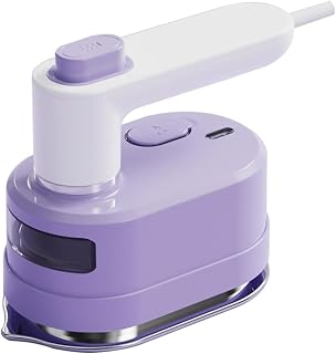 Plancha de Viaje, 1000 W Plancha Vapor Viaje, Mini Plancha Viaje PequeñA con Tanque de agua transparente de 70 ml, Plancha Ropa Viaje, Plancha Portatil Viaje para El Hogar y De Viaje, blanco-morado