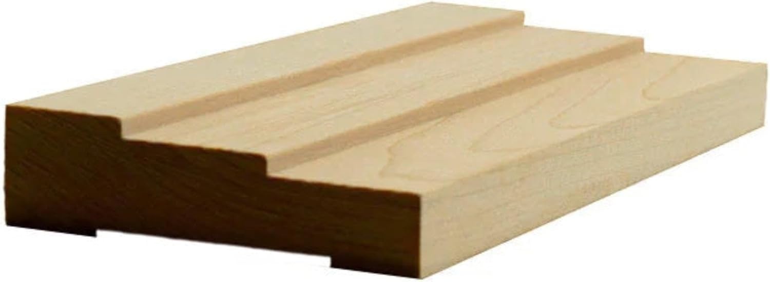 EWCA34 Contemporary 2-1/2" Wide x 3/4" Stepped Casing. Unfinished Trim, Poplar, 94"