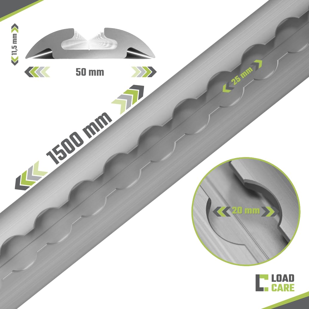 Airlineschiene Halbrund Aluminium eloxiert ungebohrt – Zurrschiene 1 m / 1,5 m / 2 m – Zurrleiste für Anhänger, Camper, PKW & LKW – korrosionsbeständig (1,5 m)